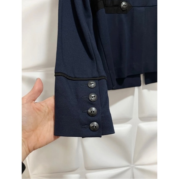 Cabi Sz M Navy Blue Ponte Knit Military Jacket Peplum Nautical Womens - Picture 10 of 15